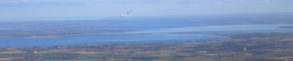Svvefly over Nr. Nissum med Limfjorden i horisonten